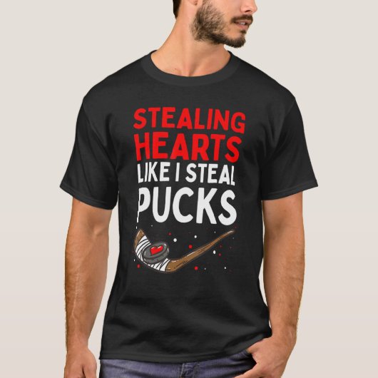 Stealing Heart Like I Steal Pucks Valentines Day H T-shirt (Voorkant)