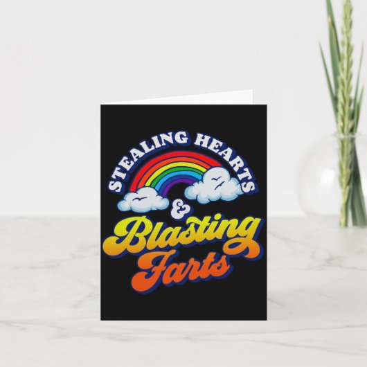 Stealing Hearts & Blasting Farts Funny Rainbow Kaart (Voorkant)
