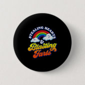 Stealing Hearts & Blasting Farts Funny Rainbow Ronde Button 5,7 Cm (Voorkant)