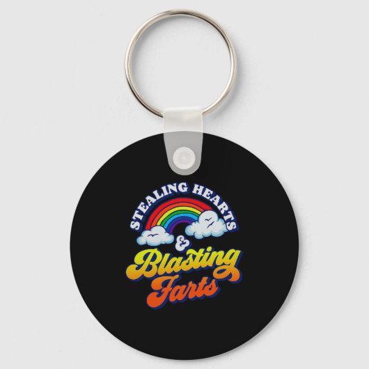 Stealing Hearts &amp; Blasting Farts Funny Rainbow Sleutelhanger (Voorkant)