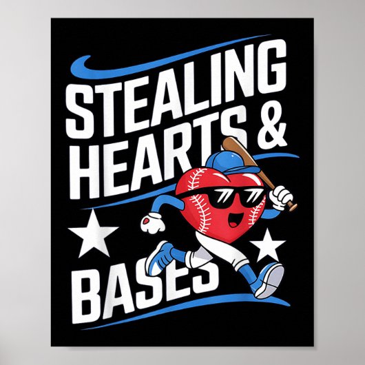 Stealing Hearts and Bases Baseball Valentijn's Day Poster (Voorkant)
