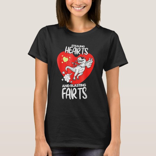 Stealing Hearts And Blasting Farts Dino Cupid Vale T-shirt (Voorkant)