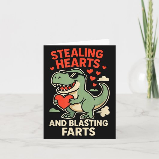Stealing Hearts And Blasting Farts Trex Childrens Kaart (Voorkant)