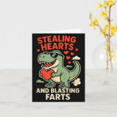 Stealing Hearts And Blasting Farts Trex Childrens Kaart (Gele Bloem)