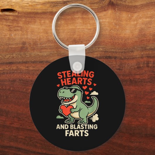 Stealing Hearts And Blasting Farts Trex Childrens  Sleutelhanger (Voorkant)