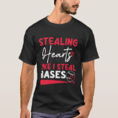 Stealing Hearts Bases Baseball Player T-shirt (Voorkant)