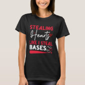 Stealing Hearts Bases Baseball Player T-shirt (Voorkant)