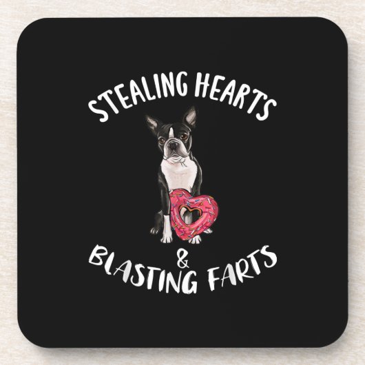 Stealing Hearts blaast naar Boston Terrier Bier Onderzetter (Voorkant)