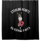 Stealing Hearts blaast naar Boston Terrier Douchegordijn (Voorkant)