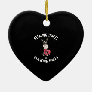 Stealing Hearts blaast naar Boston Terrier Keramisch Ornament