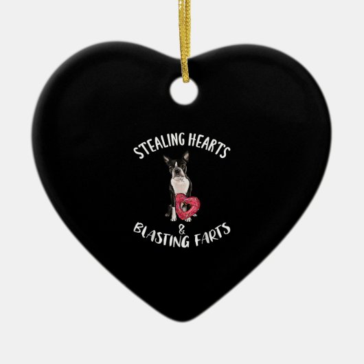 Stealing Hearts blaast naar Boston Terrier Keramisch Ornament (Voorkant)