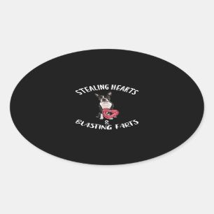 Stealing Hearts blaast naar Boston Terrier Ovale Sticker