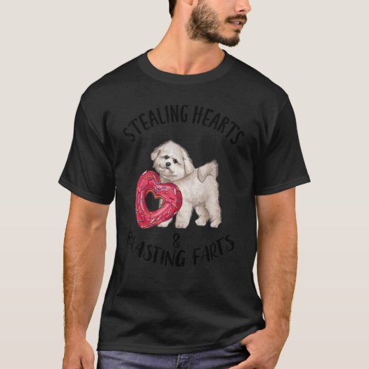 Stealing Hearts Blasting Farts Bichons Frise Valen T-shirt (Voorkant)