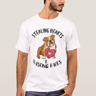 Stealing Hearts Blasting Farts Bulldog Valentijnse T-shirt