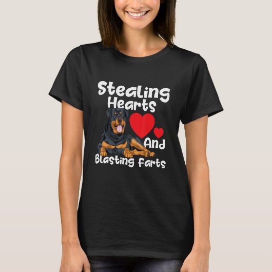 Stealing Hearts & Blasting Farts - Rottweiler Pup T-shirt (Voorkant)