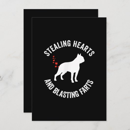 Stealing Hearts en blaast Boston Terrier Bedankkaart (Voorkant / Achterkant)