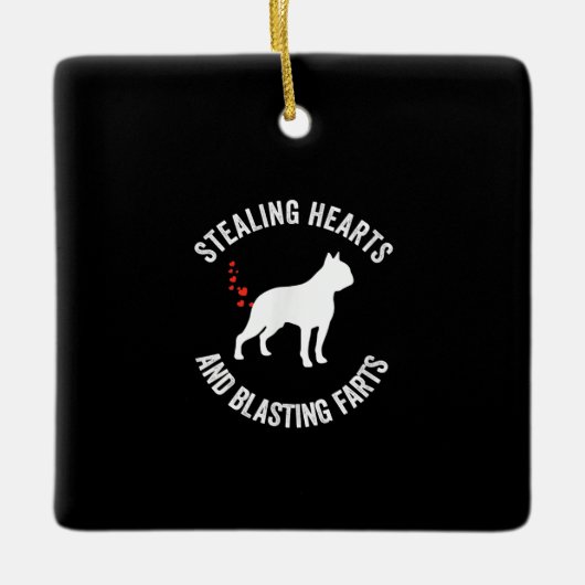 Stealing Hearts en blaast Boston Terrier Keramisch Ornament (Voorkant)