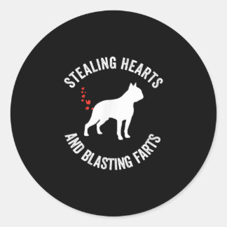 Stealing Hearts en blaast Boston Terrier Ronde Sticker