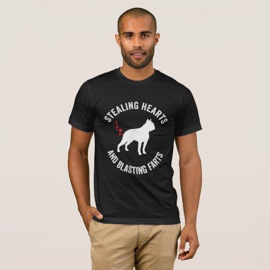Stealing Hearts en blaast Boston Terrier T-shirt (Voorkant volledig)