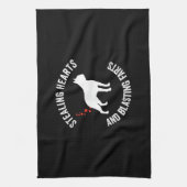 Stealing Hearts en blaast Boston Terrier Theedoek (Verticaal)