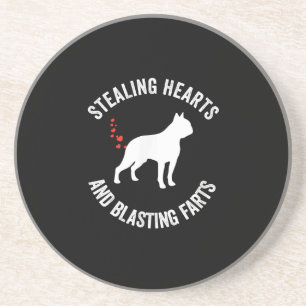 Stealing Hearts en blaast Boston Terrier Zandsteen Onderzetter