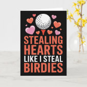 Stealing Hearts Like I Steal Birdies Cute Golf Val Kaart (Gele Bloem)