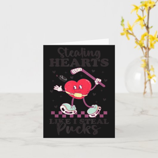 Stealing Hearts Like I Steal Pucks Funny Valentine Kaart (Gele Bloem)