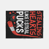 Stealing Hearts Stealing Pucks Hockey Valentines D Fleece Deken (Voorkant (Horizontaal))