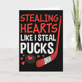 Stealing Hearts Stealing Pucks Hockey Valentines D Kaart