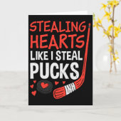 Stealing Hearts Stealing Pucks Hockey Valentines D Kaart (Gele Bloem)