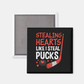Stealing Hearts Stealing Pucks Hockey Valentines D Magneet (Voorkant / Achterkant)