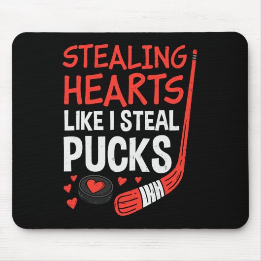 Stealing Hearts Stealing Pucks Hockey Valentines D Muismat (Voorkant)