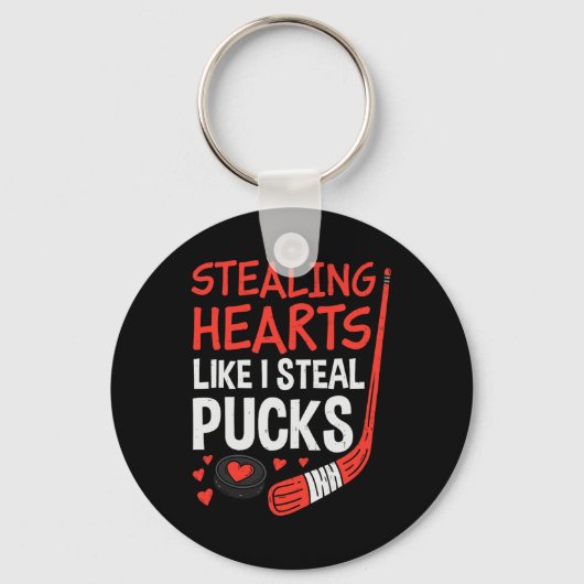 Stealing Hearts Stealing Pucks Hockey Valentines D Sleutelhanger (Voorkant)