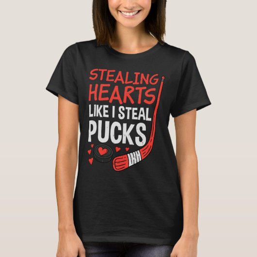 Stealing Hearts Stealing Pucks Hockey Valentines D T-shirt (Voorkant)