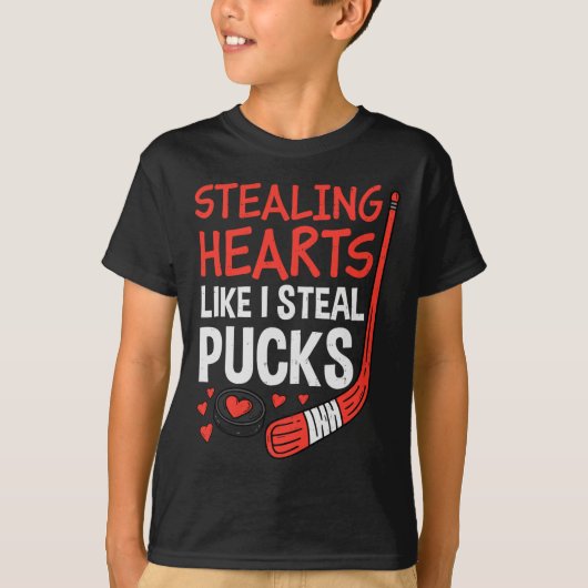 Stealing Hearts Stealing Pucks Hockey Valentines D T-shirt (Voorkant)