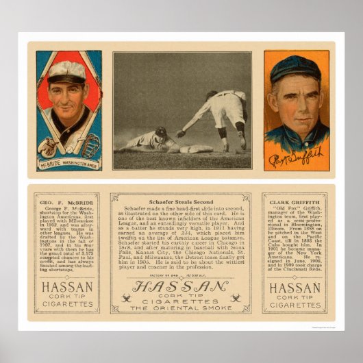 Stealing Second Senators Baseball 1912 Poster (Voorkant)