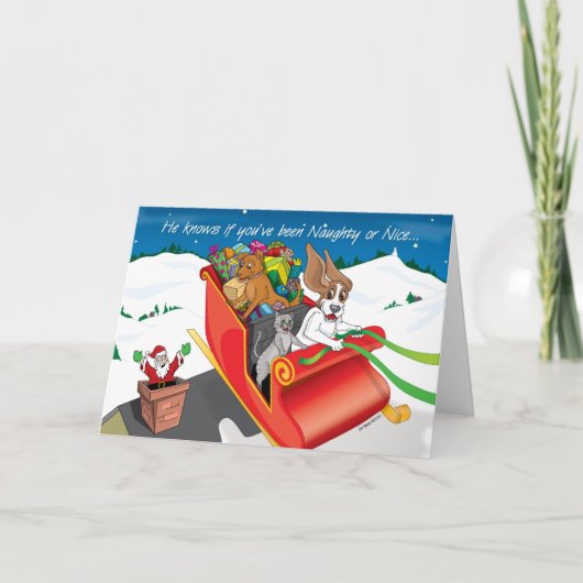 StealingSantasSleighCARD_ ZoeRanucci Feestdagen Kaart (Voorkant)