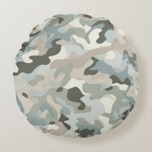 stealth blue camo wave rond kussen
