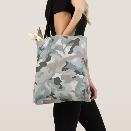 stealth blue camo wave tote bag (Dichtbij)