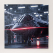 Stealth Jet in Rainy Hangar - Sci-Fi Puzzel Legpuzzel (Verticaal)