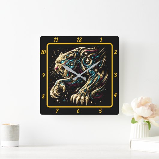 Stealth Panther Neon Light Timekeeper Vierkante Klok (Huis)