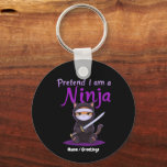 Stealthy Ninja Cat Masked Kitty Warrior Pun Sleutelhanger<br><div class="desc">A cute and mysterious ginger cat dressed in full ninja gear. Perfect for cat lovers who enjoy stealthy humor and adorable martial arts-themed illustrations.</div>