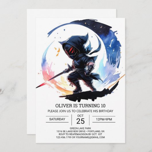 Stealthy Ninja Sword Kinderen Verjaardag Kaart (Voorkant / Achterkant)