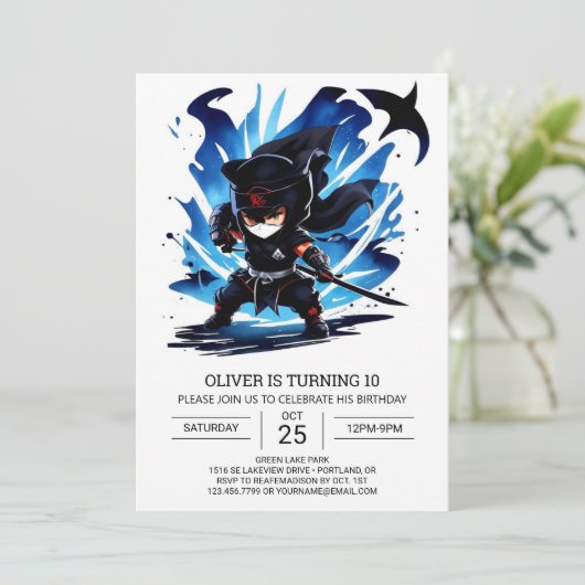 Stealthy Ninja Zwaard Verjaardag Kaart (Staand voorkant)