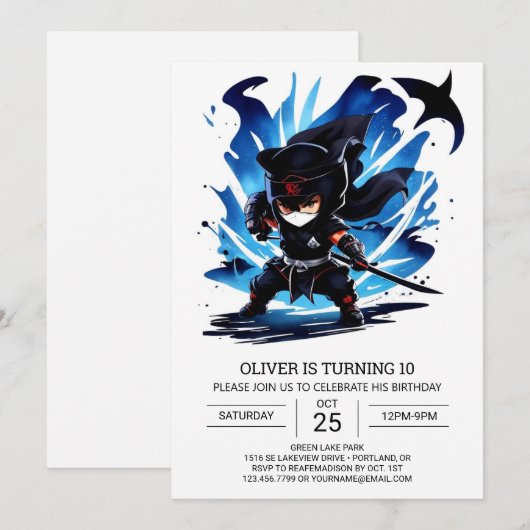 Stealthy Ninja Zwaard Verjaardag Kaart (Voorkant / Achterkant)