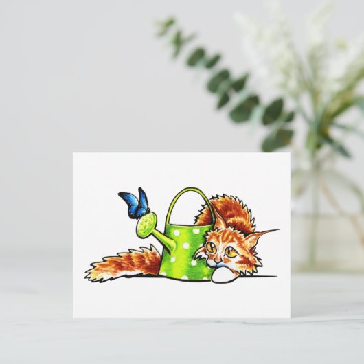  Stealthy Oranje Tabby Maine Coon Briefkaart (Staand voorkant)