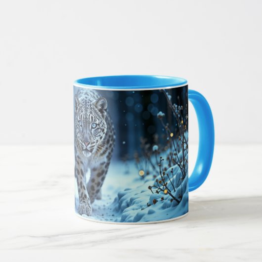 Stealthy winter katachtige gloeiende ogen bevroren mok (Voorkant rechts)