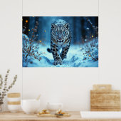 Stealthy winter katachtige gloeiende ogen bevroren poster (Keuken)