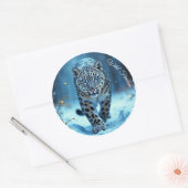 Stealthy winter katachtige gloeiende ogen bevroren ronde sticker (Envelop)