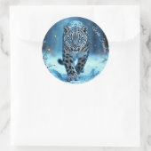 Stealthy winter katachtige gloeiende ogen bevroren ronde sticker (Tas)